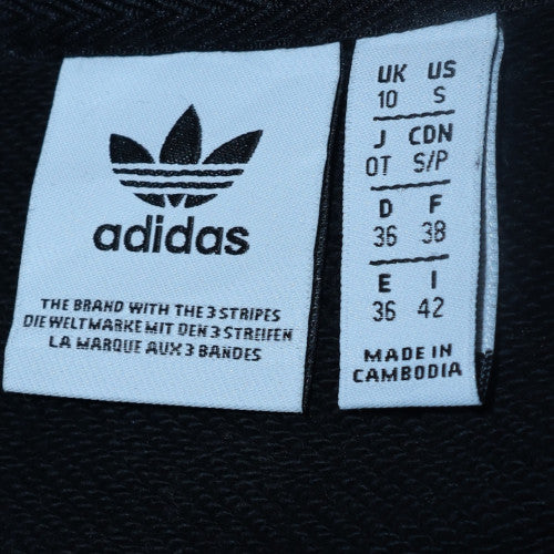 Adidas Womens Black 1/4 Zip Sweatshirt Size 10 Cotton Blend