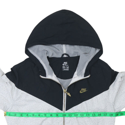 Nike Womens Grey Black Gold Full Zip Hooded Sweatshirt UK 12/14