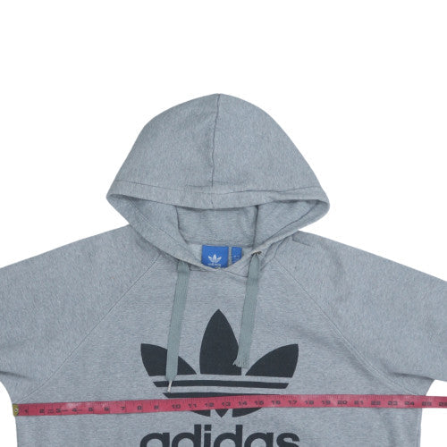 Adidas Mens Grey Pullover Hoodie L Sports Logo Fleece Sweatshirt