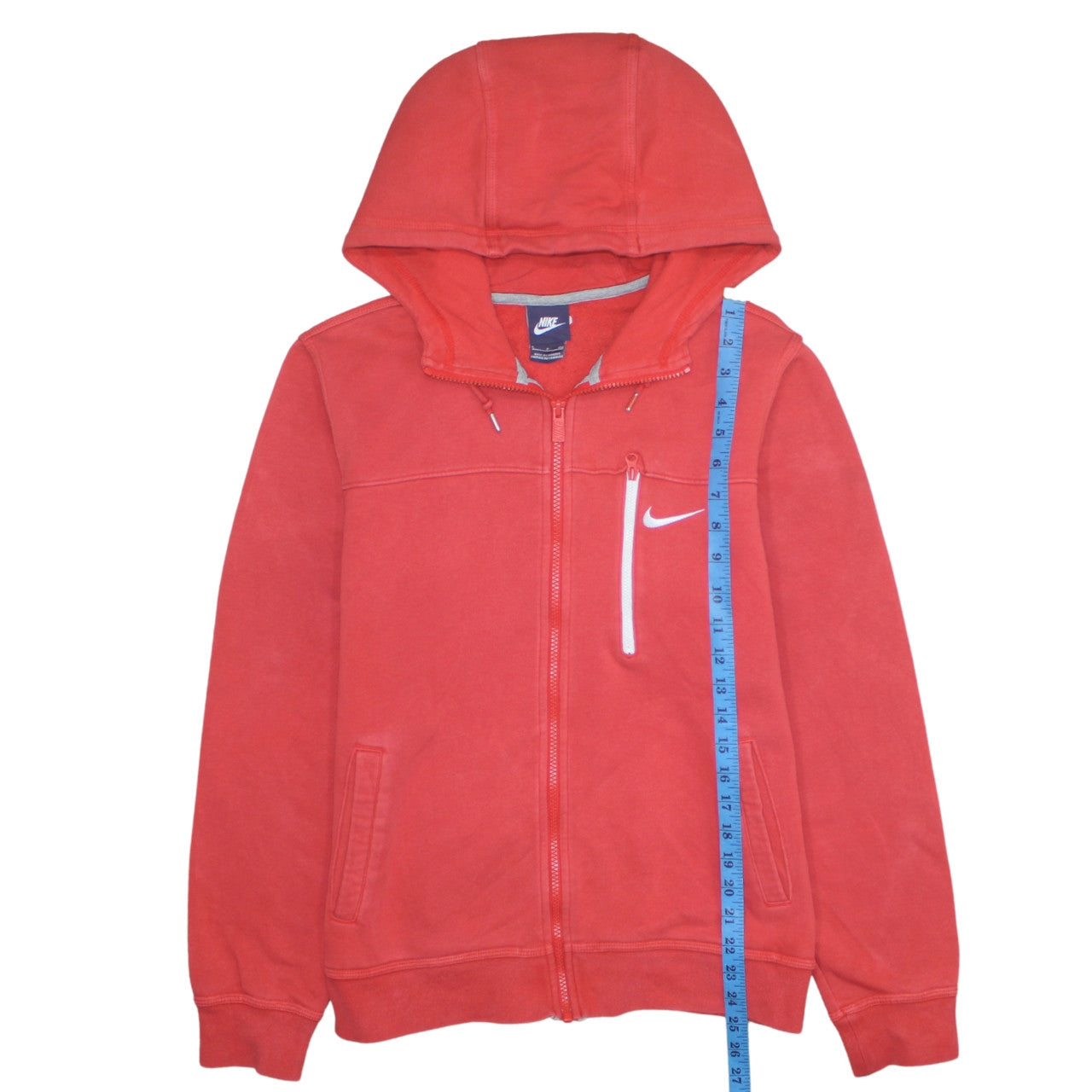 Nike Womens Red Full Zip Hoodie Small Cotton Blend Casual Sweatshirt