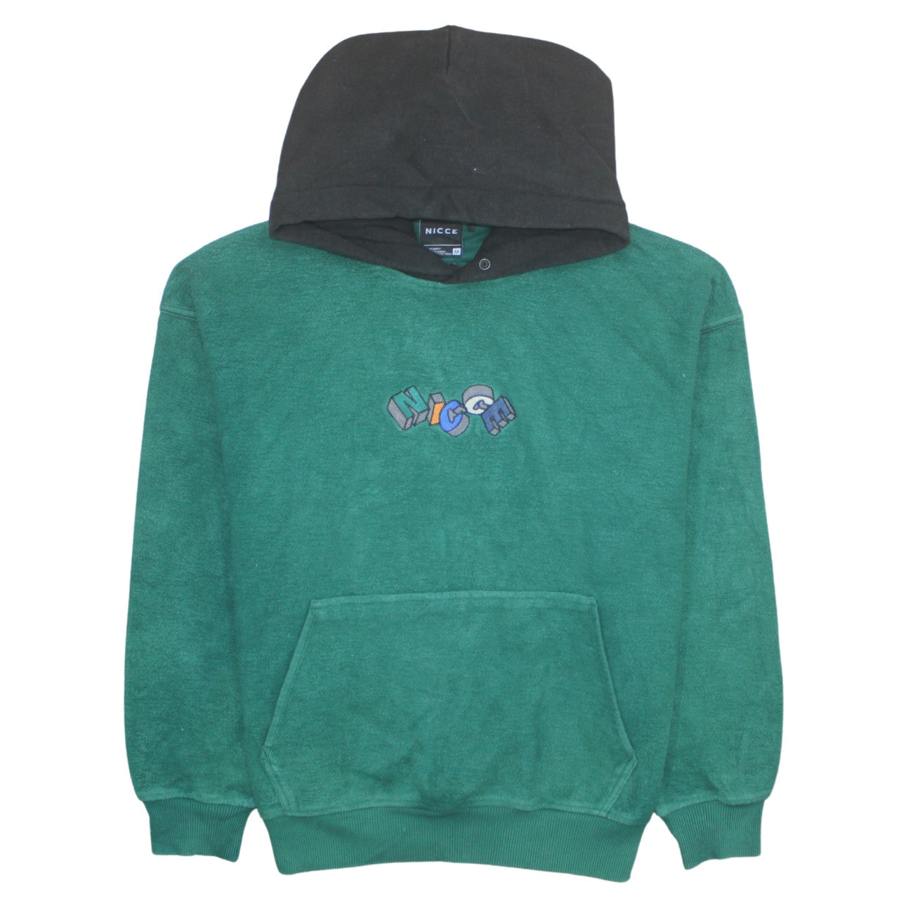 Nicce Men's Green Pullover Hoodie Medium Embroidered Graphic Logo