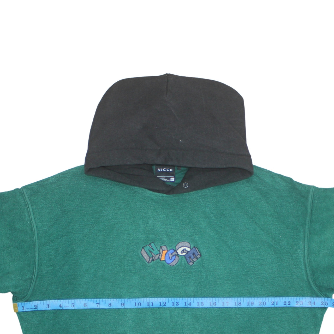 Nicce Men's Green Pullover Hoodie Medium Embroidered Graphic Logo