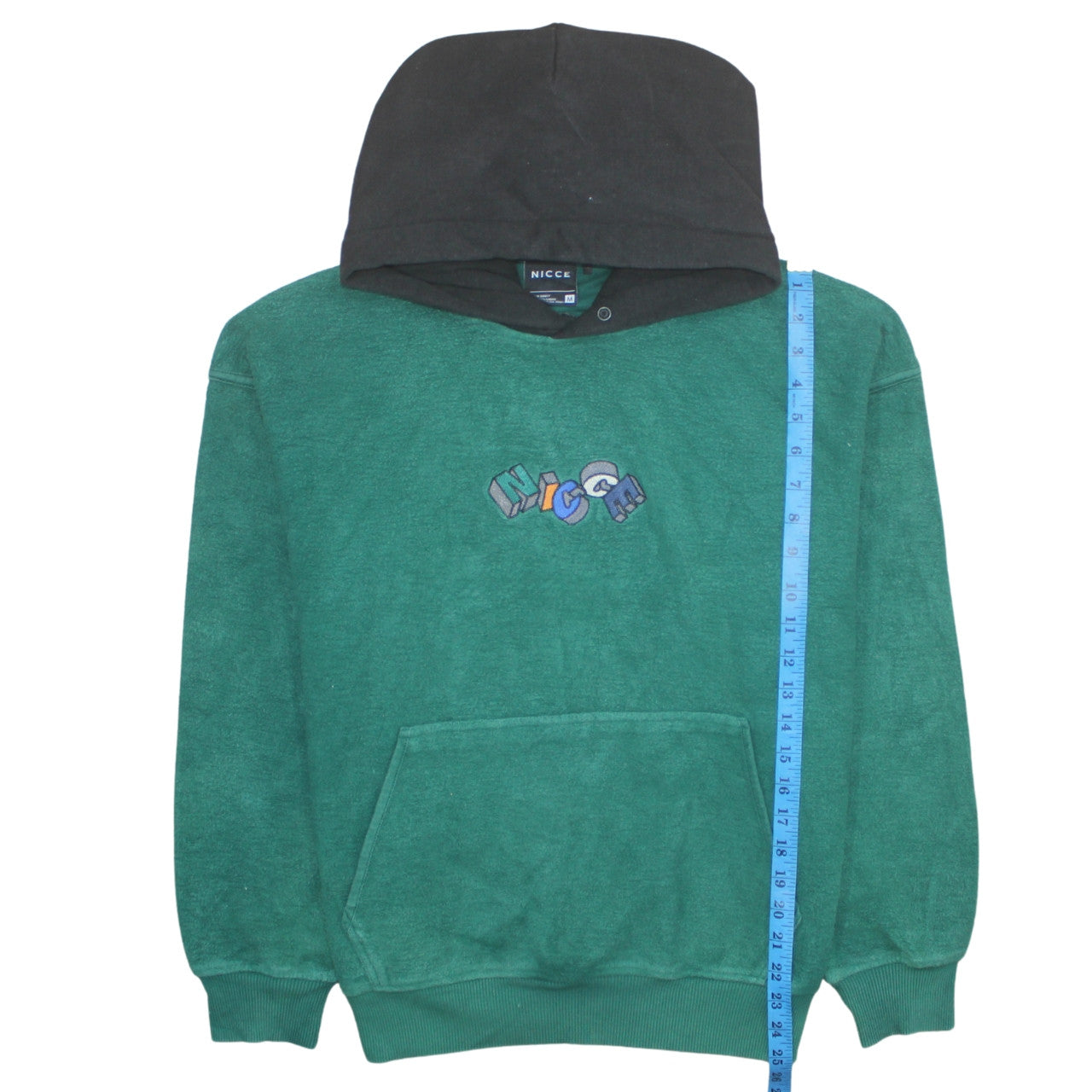 Nicce Men's Green Pullover Hoodie Medium Embroidered Graphic Logo