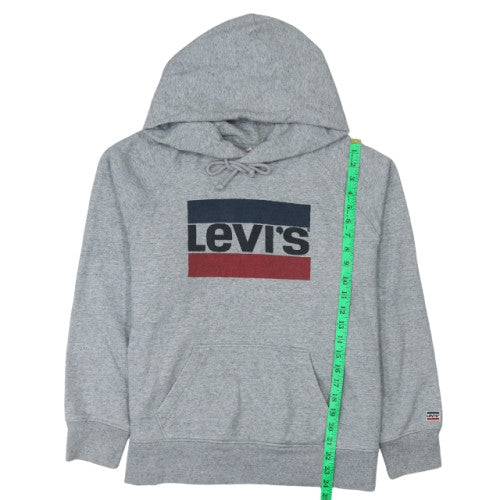 Levi's Men's Grey Pullover Hoodie L Logo Graphic Fleece Sweatshirt