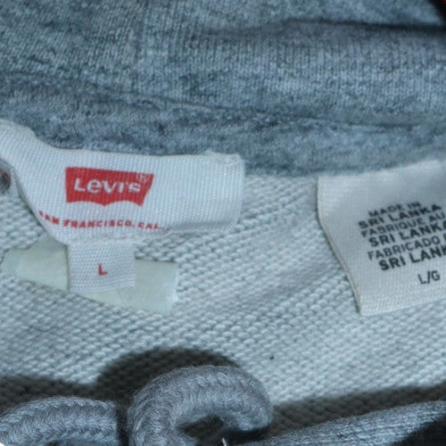 Levi's Men's Grey Pullover Hoodie L Logo Graphic Fleece Sweatshirt