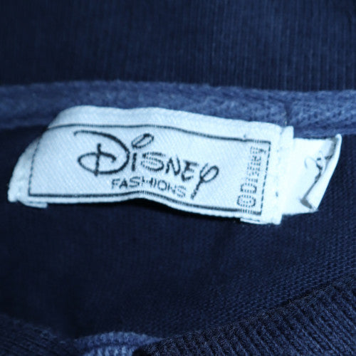 Disney Men Navy Long Sleeve Polo Space Mountain 100% Cotton L