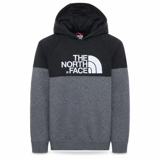 Front view of The North Face boys’ grey xl pullover hoodie fleece sweatshirt