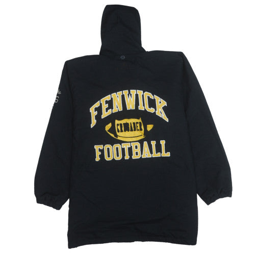 Champion Men's Black Hooded Football Jacket L Insulated Vintage