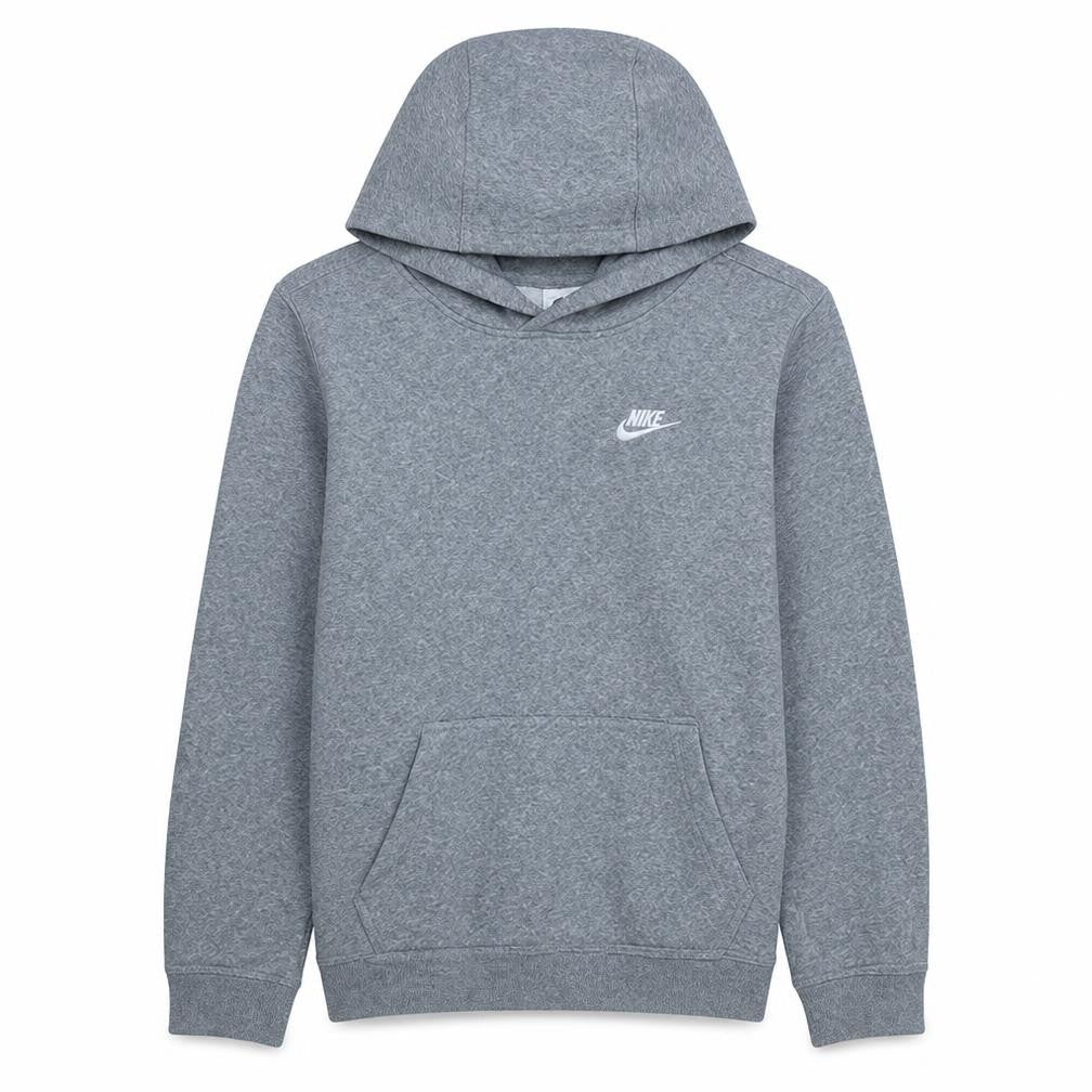Nike Boys Grey Pullover Hoodie 158-170cm Classic Fleece Sweatshirt