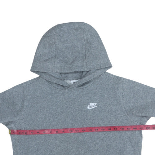 Nike Boys Grey Pullover Hoodie 158-170cm Classic Fleece Sweatshirt
