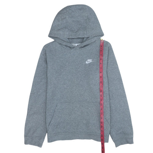 Nike Boys Grey Pullover Hoodie 158-170cm Classic Fleece Sweatshirt
