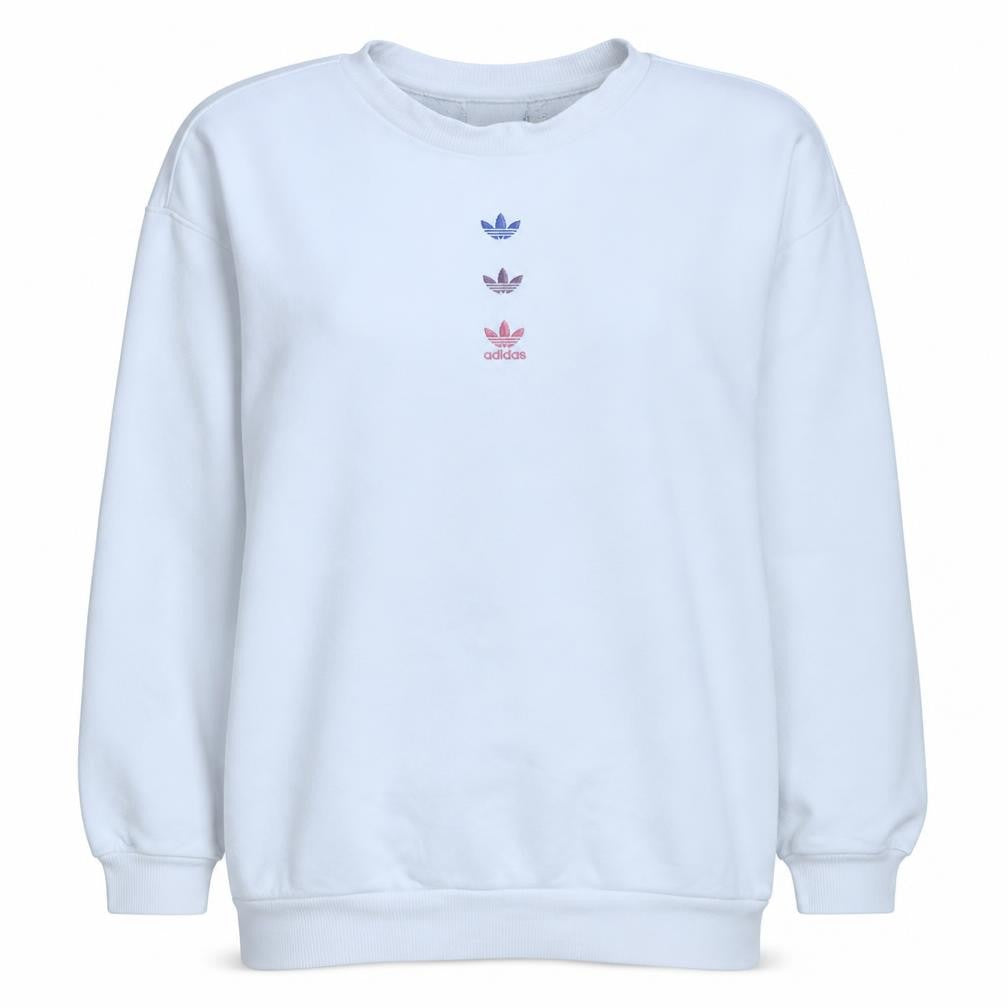 Adidas Womens White Crew Neck Pullover Sweatshirt Size XL