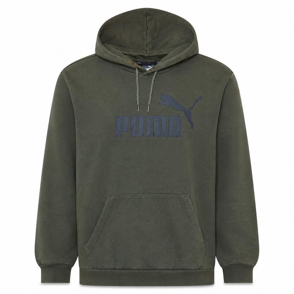 Puma Men's Green Pullover Hoodie L Logo Fleece Sweatshirt
