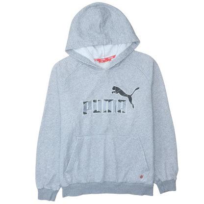Additional front view of Puma men’s grey pullover hoodie, size S, graphic fleece sweatshirt