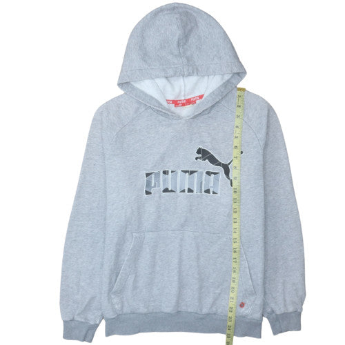 Puma Mens Grey Pullover Hoodie Size S Graphic Fleece Sweatshirt