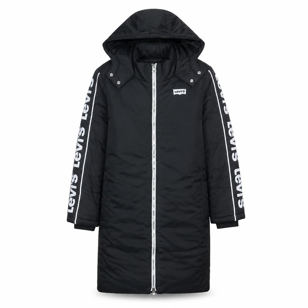 Levi's Boys Black Hooded Long Puffer Jacket Coat Size 12 Years