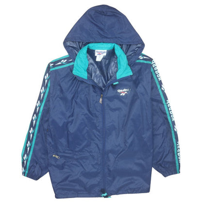 Reebok Men’s Blue Retro Hooded Windbreaker Jacket Size S