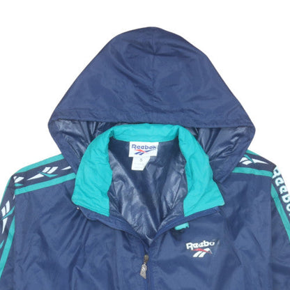 Reebok Men’s Blue Retro Hooded Windbreaker Jacket Size S