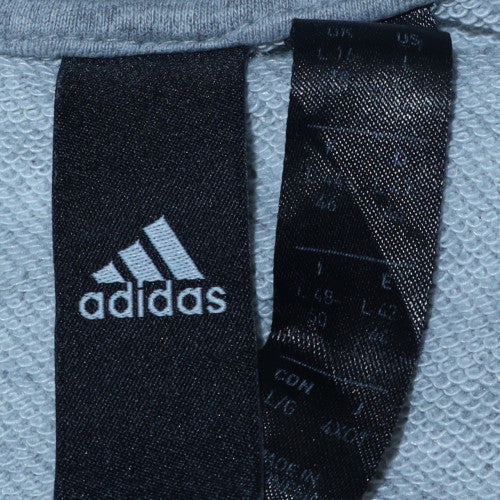 Adidas Boys Grey Pullover Hoodie Size L Fleece Sportswear
