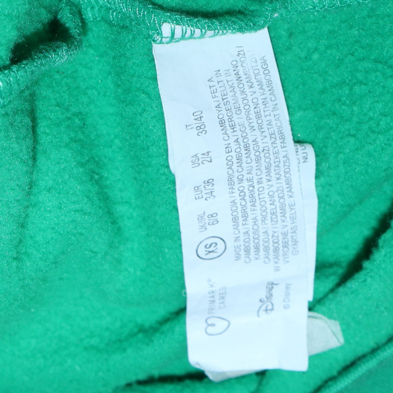 Disney Women Green Mickey Mouse Pullover Hoodie XS Cotton