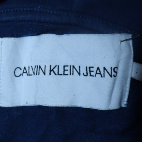 Calvin Klein Jeans Men's Blue Pullover Hoodie Size L Logo Cotton