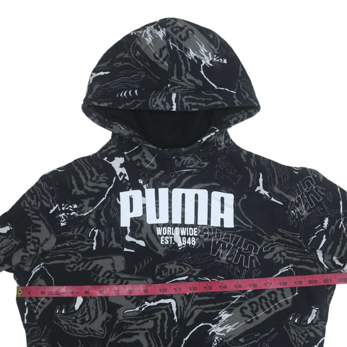 Puma Boys Black Graphic Pullover Hoodie 15-16 Years Sportswear