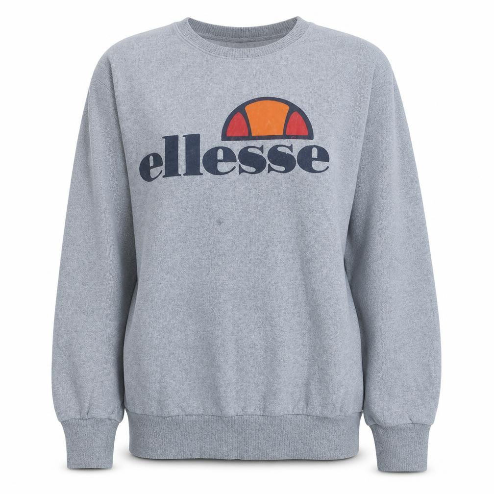 Ellesse Womens Grey Logo Crew Neck Pullover Sweatshirt UK 12