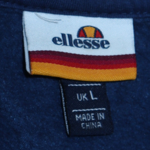 Ellesse Men Blue Pullover Hoodie L Fleece Graphic Sportswear