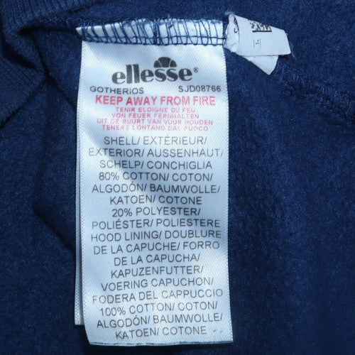 Ellesse Men Blue Pullover Hoodie L Fleece Graphic Sportswear