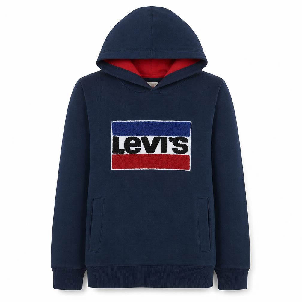 Levi's Boys Navy Pullover Hoodie Size 14 Cotton Blend Logo Sweatshirt
