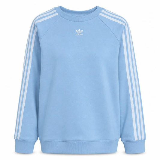 Adidas Women Blue Crew Neck Sweatshirt Size 8 Logo Raglan Sleeve