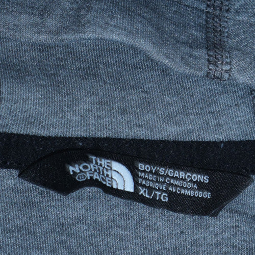 The North Face Boys Grey XL Full Zip Hoodie - Cotton Blend Outdoor Sweatshirt