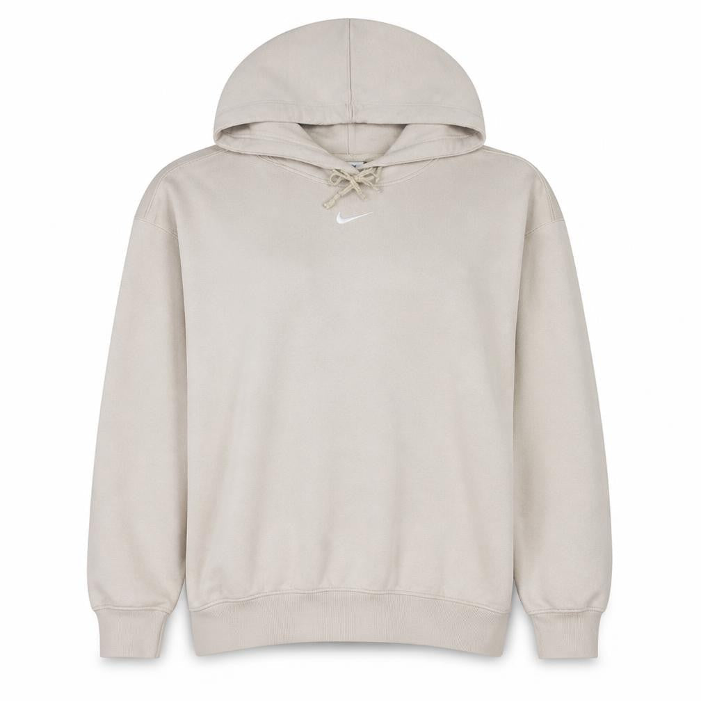 Nike Women Beige Pullover Hoodie M Hooded Logo Sweatshirt