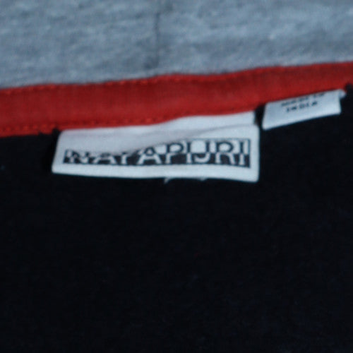 Napapijri Boys Black Pullover Hoodie 16 Years Fleece Lined Logo Top