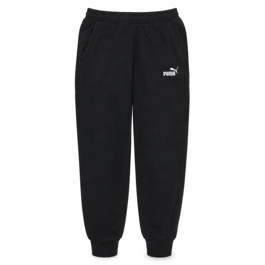 Front view of Puma Men's Black Regular Fit Sweatpants Tapered Fleece L