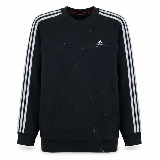 Adidas Men Black Crew Neck Pullover Sweatshirt Size M Sports Fleece