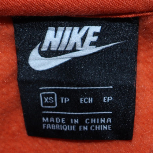 Nike Womens Orange XS Pullover Sweatshirt Cotton Blend Logo Crew Neck