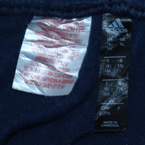 Adidas Boys Blue Jogger Trousers 16 Years Elastic Waist Fleece