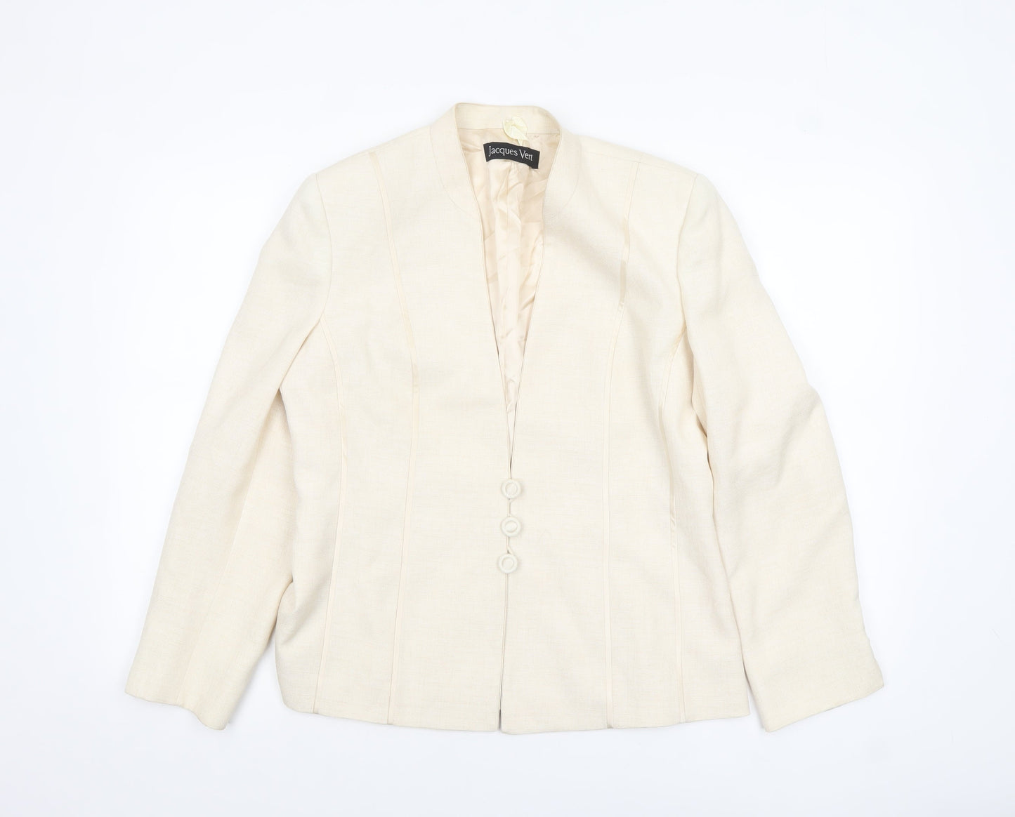 Jacques Vert Women Ivory Blazer UK 12 Single-Breasted Jacket