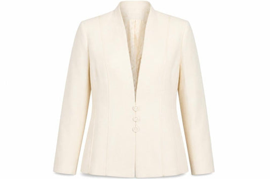 Jacques Vert Women Ivory Blazer UK 12 Single-Breasted Jacket
