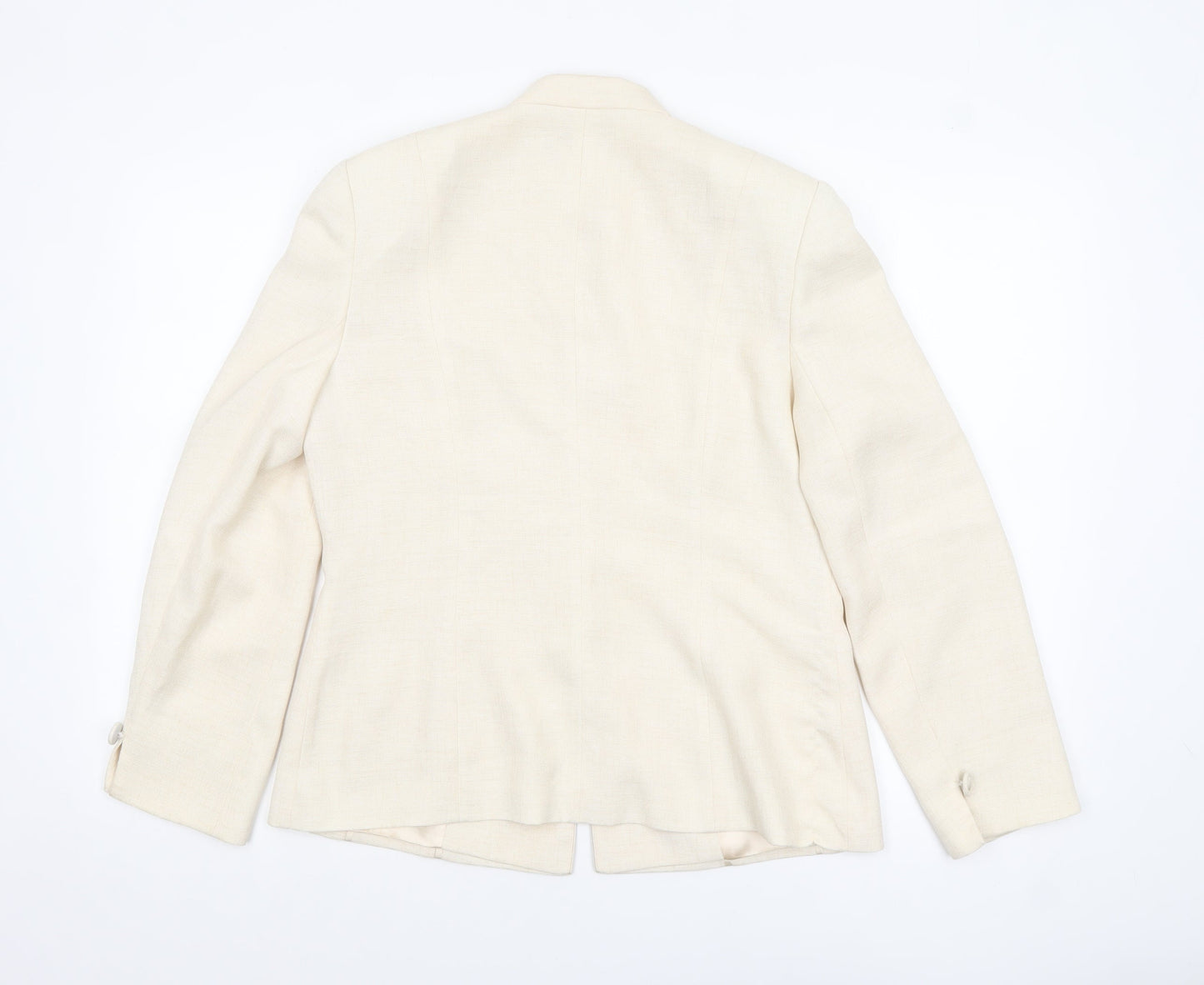 Jacques Vert Women Ivory Blazer UK 12 Single-Breasted Jacket
