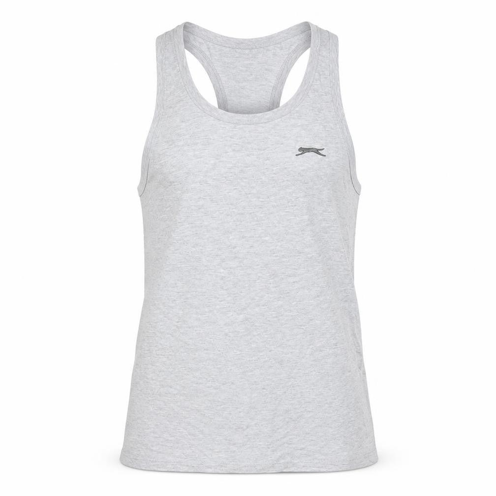 Slazenger Men Grey Sleeveless Regular Fit Cotton Sports Top S