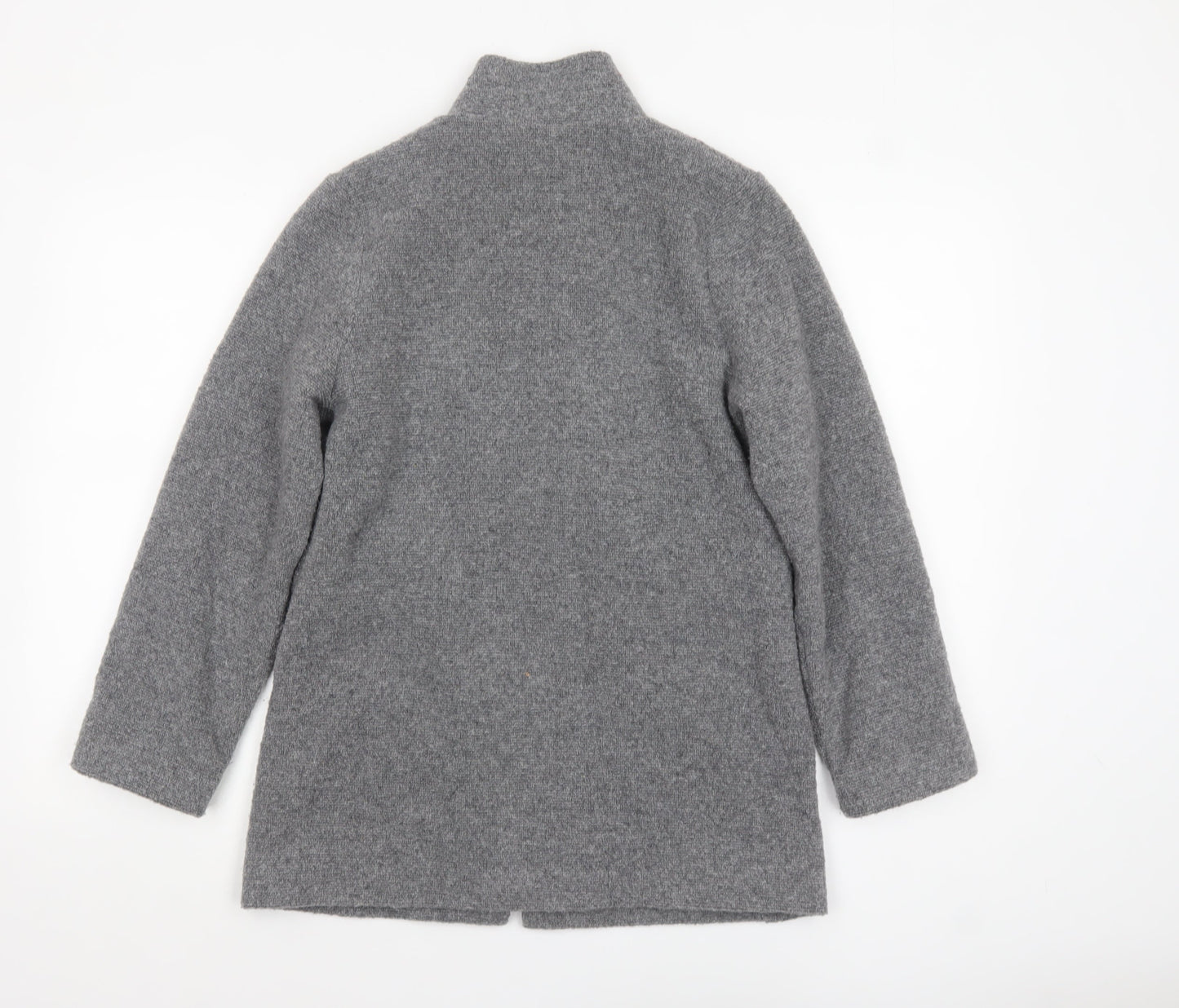 David Nieper Women's Grey Wool Blend Mid-Length Zip Coat Size 10