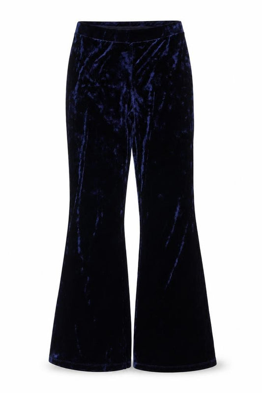 ASOS Women Navy Blue Velvet Flared Trousers UK 6
