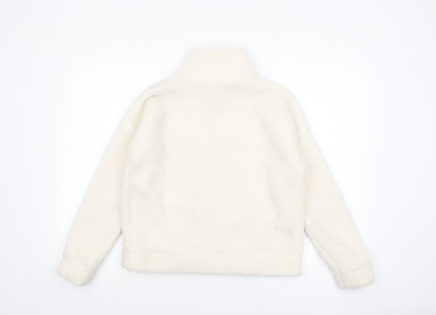 Souluxe Women Ivory Fleece 1/4 Zip Pullover Sweatshirt Size S