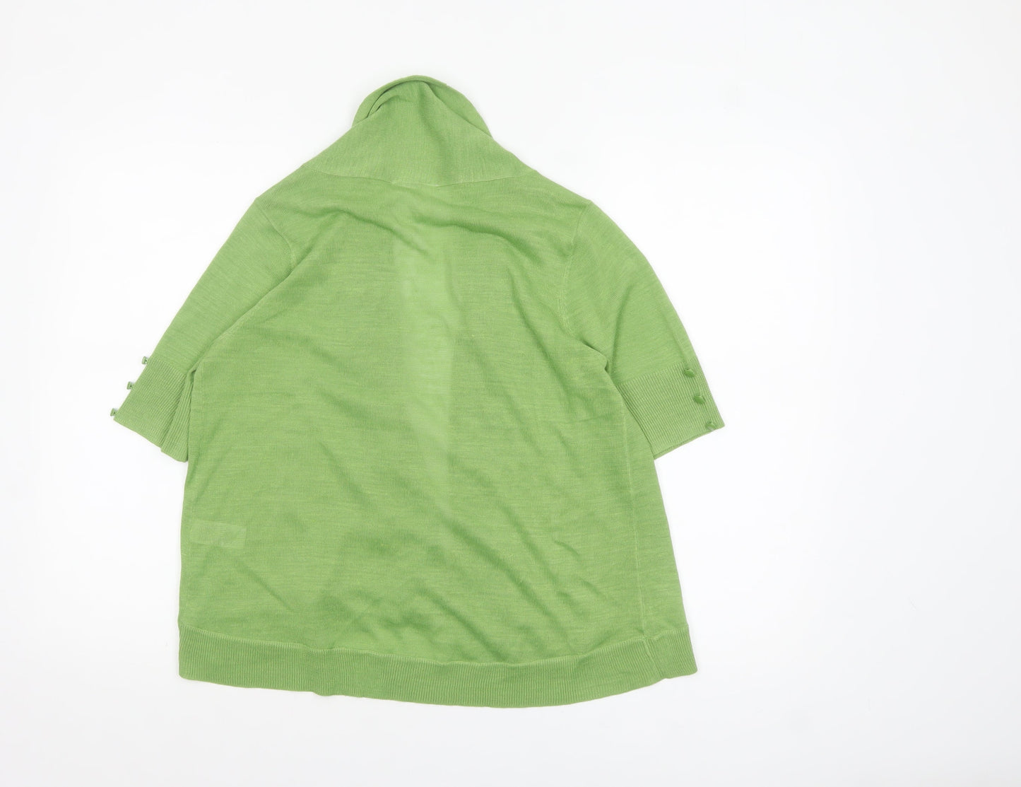 Wallis Women Green Size 14 Lightweight Open Knit Cardigan
