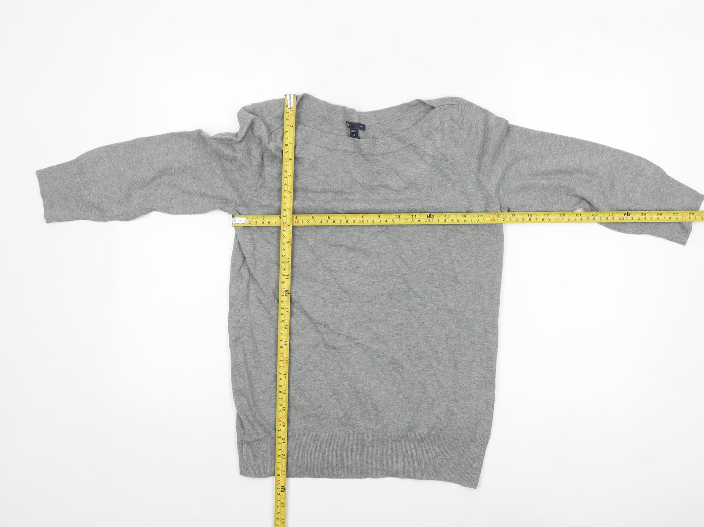 Gap Women Grey Boat Neck Cotton Blend Long Sleeve Pullover Jumper Size M
