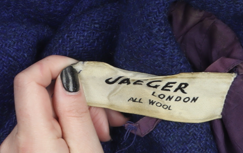 Jaeger Women's Blue Wool Mid-Length Overcoat Size 16