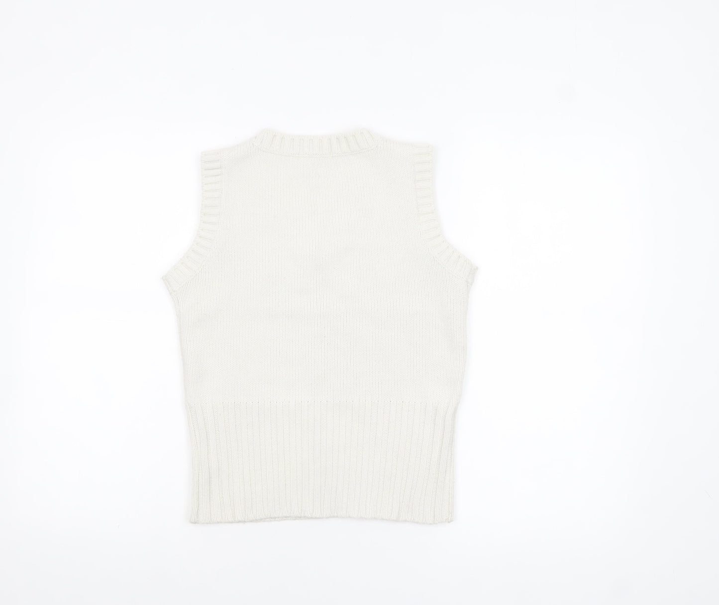 ONLY Women’s White V-Neck Knit Sleeveless Vest Jumper Size S