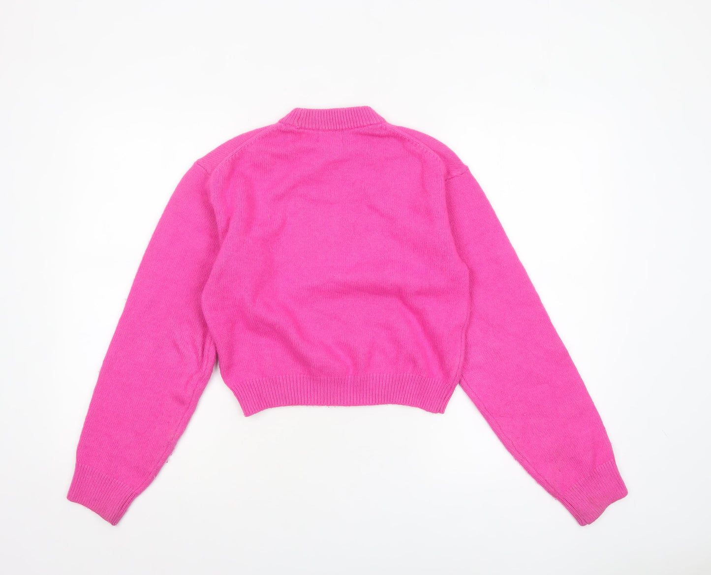 H&M Women’s Pink Mock Neck Pullover Jumper XS Wool Blend
